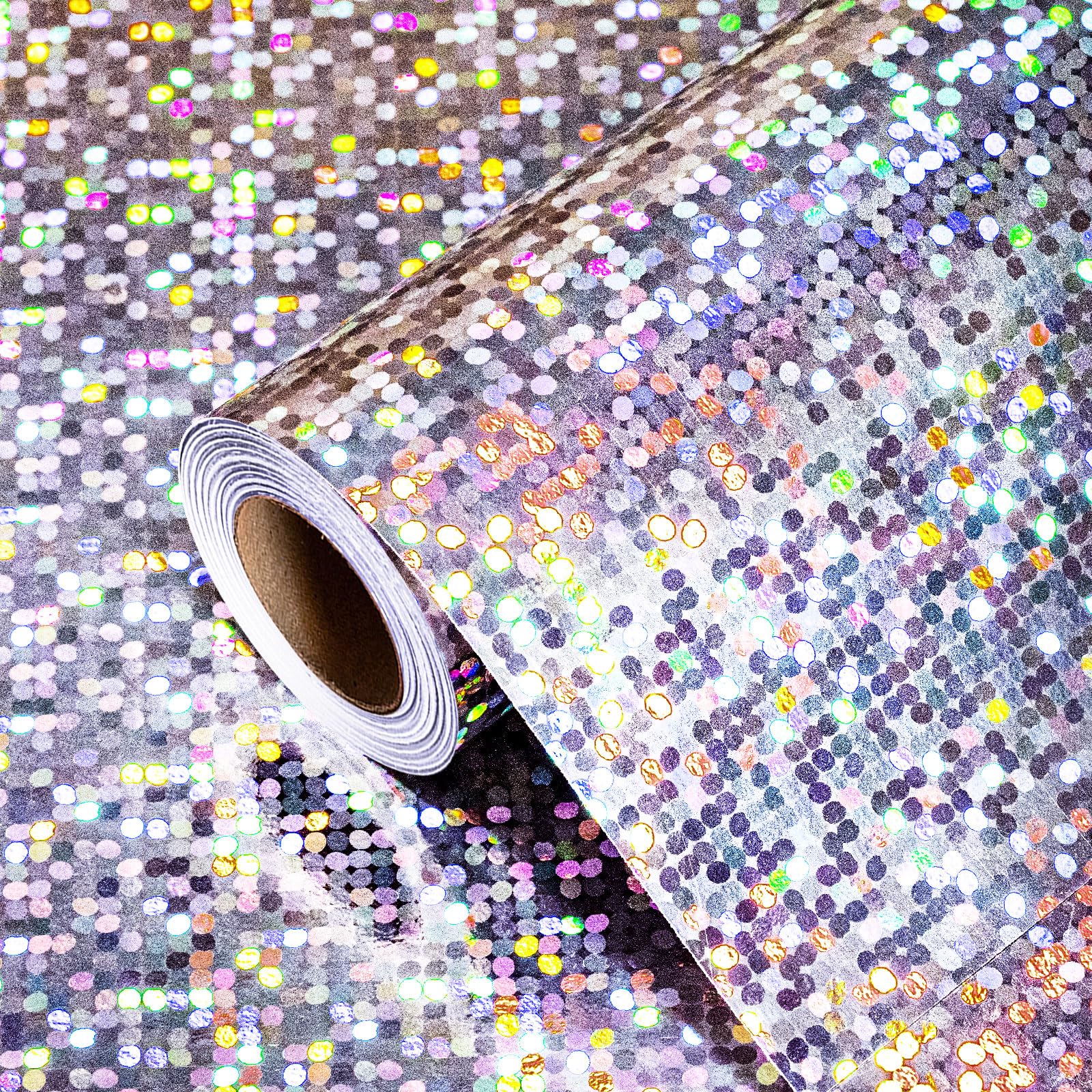 Burymento Black Wrapping Paper Roll, Metallic Holographic Stripe Gift Wrap for Birthday, Valentines, Mothers day, Graduation, Wedding, Fathers day, Baby Shower, Christmas (17 IN x 32.8 FT)